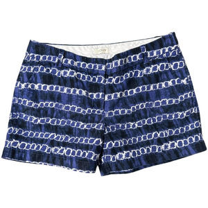 J. Crew Linen Blend Blue Tie Dyed Chain Link Pattern Shorts, Size 10